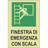 Adesivo fotoluminescente - finestra con scala di emergenza segnaletica adesiva fotoluminescente uscita di emergenza segnaletica adesiva fotoluminescente uscita di emergenza 27